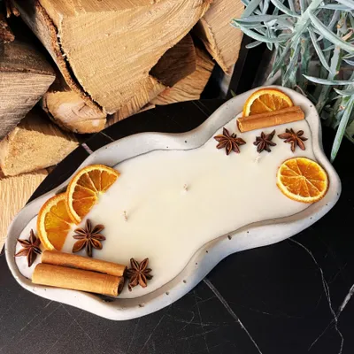 Immagine prodotto di Candela profumata artigianale in cemento "Wave: Grey or Black" Cera di soia