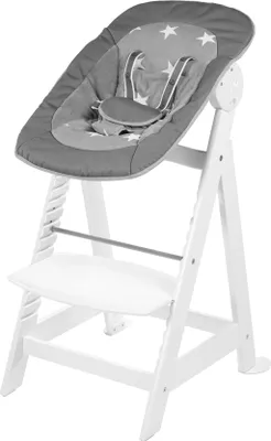 Produktbild von roba Born Up Treppenhochstuhl, Set 2in1, 'Little Stars' Hochstuhl mit Liegefunktion, ab Geburt, weiß