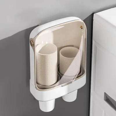 Zdjęcie produktu dla INF Podajnik na kubki bez wiercenia ABS 19.3cm x 24.5cm x 10.3cm do biura Biały