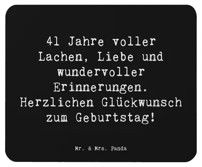Produktbild von Mr. & Mrs. Panda Mousepad Spruch 41. Geburtstag Freude - Schwarz - Geschenk, Mauspad, Geburtstagsdekoration, Geburtstagsgeschenk, Erinnerungen, mousematte, Mouse Pad