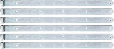 Image de Alberts 845407 Charnière de porte, droite, extrémités arrondies, galvanisée, passivée à couche épaisse, rouleau Ø 16 mm, dimensions 800 x 45 mm, lot de 6