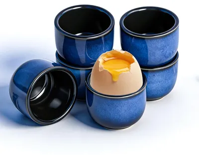 Eierbecher-Set, 6 Stück, Porzellan, Vintage Blau, Ø 5 cm