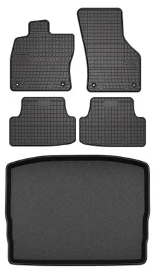 Produktbild von Gummimatten + Kofferraumwanne für Volkswagen Golf VII 2014- (oberer Ladeboden) – Schwarz, passgenau – Wielganizator SolidPRO
