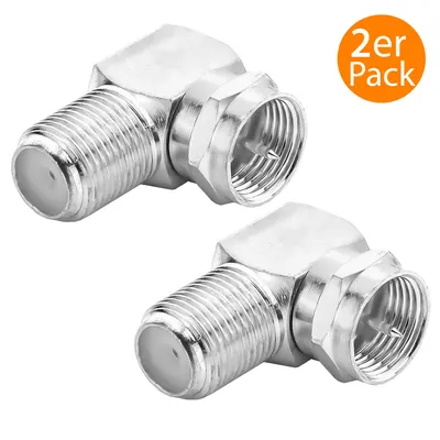 Produktbild von ORSEM 2x SAT F-Winkelstecker F-Stecker Buchse 75 Ohm Koax Antennen Adapter 90° Winkeladapter F-Kupplung auf F-Stecker für Koaxkabel SAT Receiver, LNB