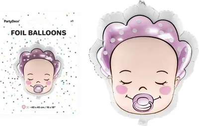 Zdjęcie produktu dla Partydeco Balon Foliowy Bobas Dziewczynka - Dekoracja Chrzcin/Baby Shower