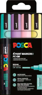 Produktbild von POSCA Pigmentmarker PC5M softe Farben 4er Etui