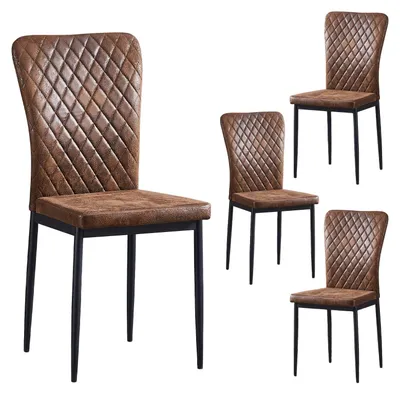 Immagine prodotto di Sedie da pranzo - Sedie - Sedie per sala da pranzo - Gambe nere - Senza braccioli - Marrone - E Pelle finta - Design ergonomico