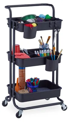 Aufbewahrungswagen 3 Etagen, 86x43x42 cm, schwarz, Metall/Kunststoff