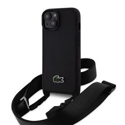 Produktbild von Lacoste Iconic Petit Pique Crossbody Woven Logo Case für iPhone 15 schwarz