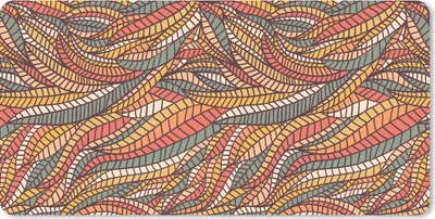 Produktbild von MuchoWow® Schreibtischunterlage Blätter - Muster - Mosaik 80x40 cm - XXL Mauspad - Gaming Mauspad