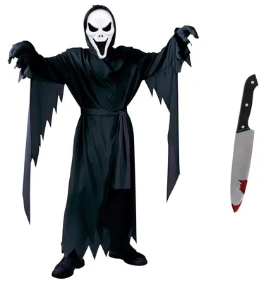 Ghostface Halloween Kostüm für Kinder, Grusel Verkleidung, M