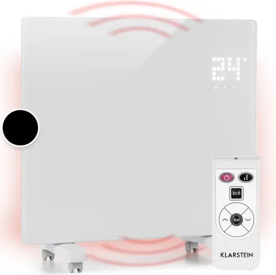 Image de Klarstein Radiateur Electrique Mobile, Chauffage Electrique Mural 1000W à Faible Consommation d'Energie pour Maison, Salle de Bain, Convecteur, Radiateurs Electriques Silencieux, Thermostat, Roulettes