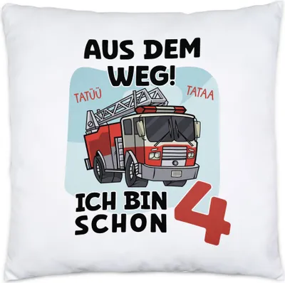 Produktbild von Aus Dem Weg Ich Bin Schon 4 Kissen Happy Birthday 4. Geburtstag Alles Gute Jahre Feuerwehrmann Geburtstagsfeier