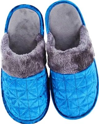 Image de Keanu - Pantoufles pour femmes, velours panne TC342 (35,5 EU - 37 EU) (Bleu)