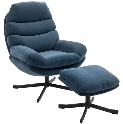 Produktbild von Ruhesessel, Loungesessel Chenille-Stoff, Blau