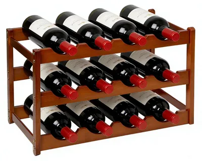 Weinregal aus Bambus, 3-stöckig, für 12 Flaschen