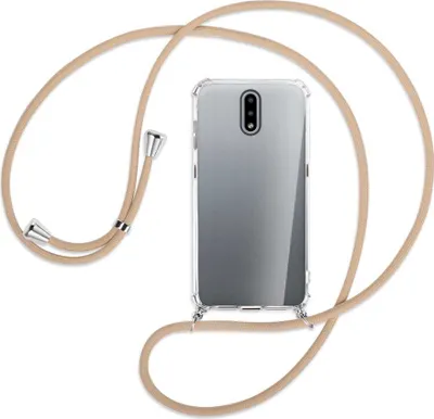 Produktbild von Handykette Backcover-Schutzhülle mit Band (Metall silberfarben) für Nokia 2.3 - beige