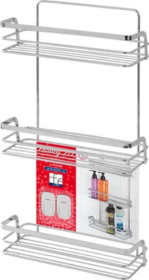 Obrázok produktu pre Sprchové police s 2 policami z chrómovanej ocele Francy 2.0 – 3 police – Š26xH10xV49 cm