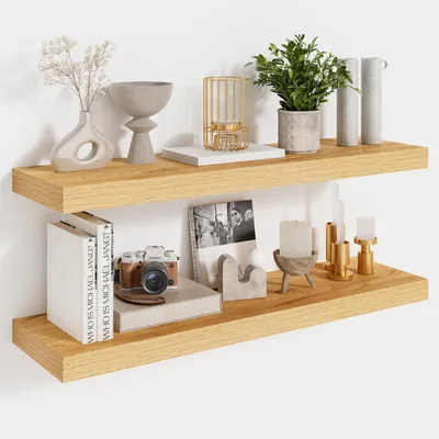 Produktbild von Set aus 2 Wandregalen, 60 cm Eichenholzregale