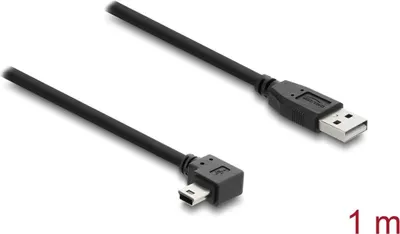 Produktbild von Delock USB 2.0 Kabel Typ-A Stecker zu Typ Mini-B Stecker rechts gewinkelt 1 m