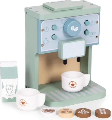 Image de Ensemble de cafetière en bois pour enfants - Kit de barista de jeu 8 pièces