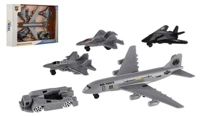 Image de Lot de 5 avions en plastique à propulsion libre dans une boîte de 23 x 15,5 x 4 cm