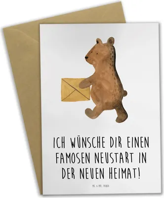 Produktbild von Mr. & Mrs. Panda Grußkarte Neustart Umzug - Weiß - Geschenk, Neuanfang, weihnachtskarten, Vertrauem, Geschenkideen, hochzeitskarten, Zuversicht, osterkarte, Trost