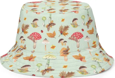 Produktbild von Mr. & Mrs. Panda Sonnenhut Herbst Pilze Größe S/M - Grün - Geschenk, Wanderhut, Wald, Pilz Muster, Safarihut, Herbstwald, Anglerhut, Schmetterlings, Fischerhut