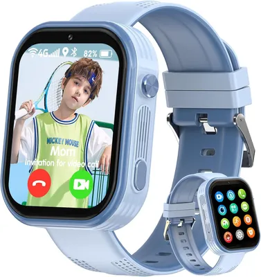 Produktbild von 4G Kinder Smartwatch mit GPS, Videoanruf, SOS, Sprachchat, Schulmodus, Spiele, Schrittzähler, Geschenk für Jungen & Mädchen