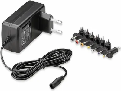 Obrázek produktu pro Goobay 54799 Univerzální napájecí jednotka 9 V - 24 V, černá, 1,6 m - včetně 7 stejnosměrných adaptérů - max. 24 W a 1,5 A