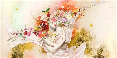 Produktbild von Leinwandbild Flowers On The Body 100x50 cm