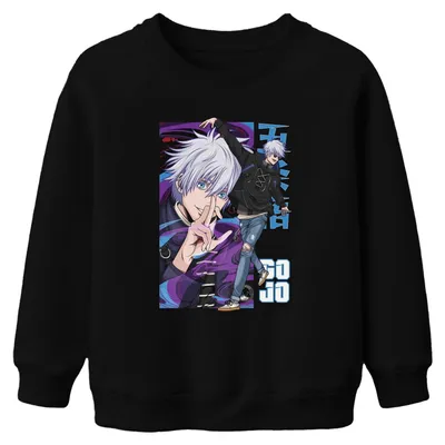 Immagine prodotto di Satoru Gojo Jujutsu Kaisen capelli bianchi occhi blu fan unisex bambini felpa pullover, nero, 104