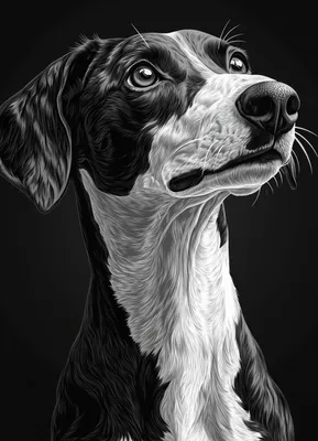 Image de Affiche 13 x 18 cm Portrait d'animaux pour le salon | Greyhound | Noir et blanc
