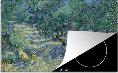 Produktbild von KitchenYeah© Herdabdeckplatte Der Olivenhain - Vincent van Gogh , 91x52cm, Küche Deko, Glaskeramikkochfeld Herdabdeckung, Abdeckplatte fùr Kochfeld