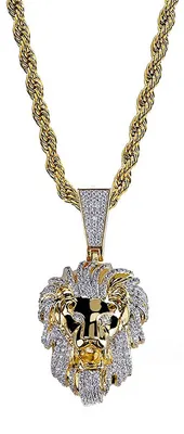 Produktbild von House of Louisa Halskette Edelstahl Löwen-Anhänger mit Kordelkette Karabinerverschluss gold RS-012-GD