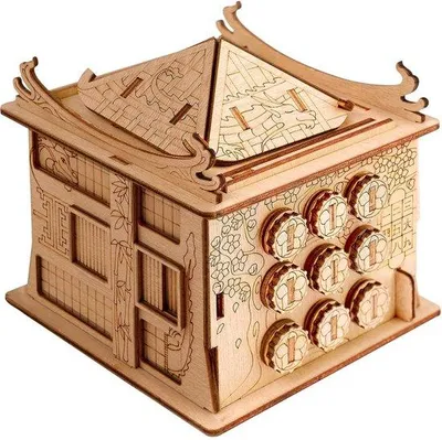 Produktbild von Holzrätselbox - Puzzel für Erwachsene und Kinder - mit verborgenen Schubladen