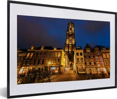 Produktbild von MuchoWow® Gerahmtes Poster Nacht - Domturm - Utrecht 60x40 cm - Poster mit Schwarzem Bilderrahmen Wandposter Rahmen Foto Bilder - Schlafzimmer - Plakat in Rahmen - Drucken