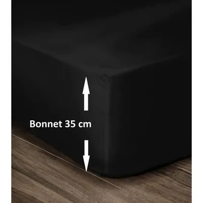 Produktbild von LOVELY HOME Spannbetttuch 100% Baumwolle 160x200cm - Mütze 35cm - Schwarz