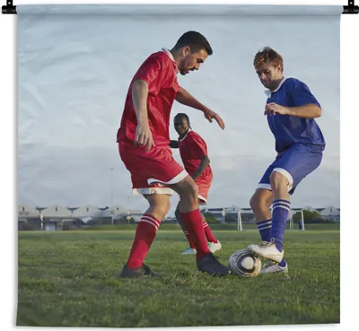 Produktbild von MuchoWow® Wandteppich Wandbehang Fußballspiel 90x90 cm Tapisserie Dekoration Wandtuch - Wandaufhänger