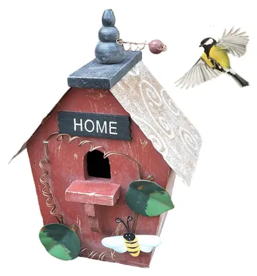 Dekoratives Vogelhaus, bunt, zum Aufhängen, rot