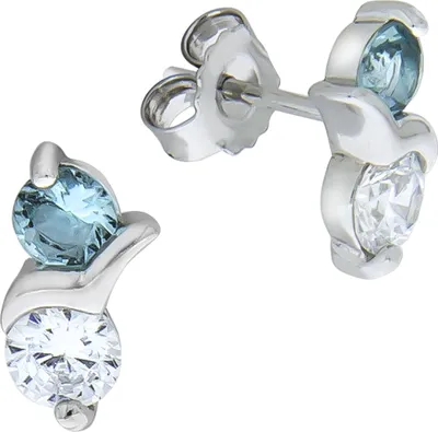 Produktbild von V Ohrstecker 925/- Sterling Silber 1,1cm weiß Zirkonia weiß 358220633