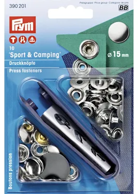 Nähfreie Druckknöpfe 15 mm, silber – 10 Stück für Sport & Camping