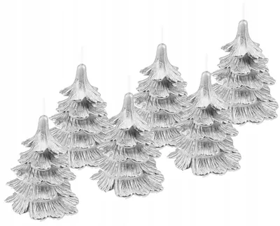 Produktbild von Drobo Weihnachtsbaum Kerzen 10 cm Silber Deko 6er Set