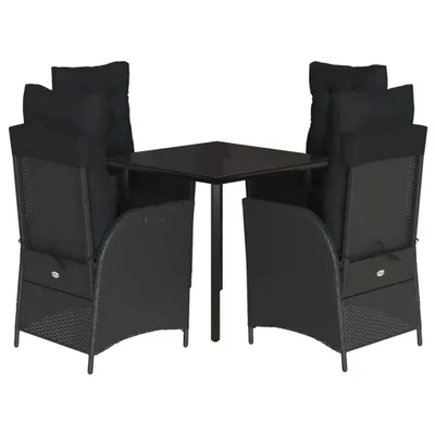 Immagine prodotto di vidaXL set da pranzo da giardino a 5 pezzi con cuscini in rattan nero