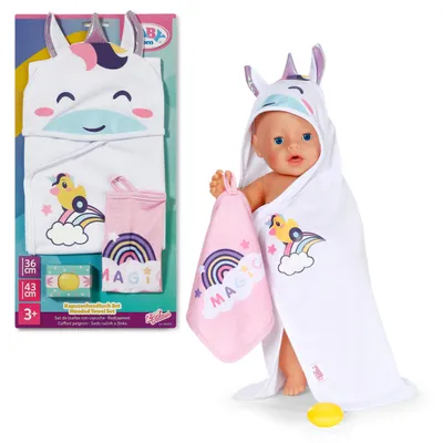 Produktbild von BABY born Kapuzenhandtuch Set mit Einhorn- und Regenbogenhandtuch