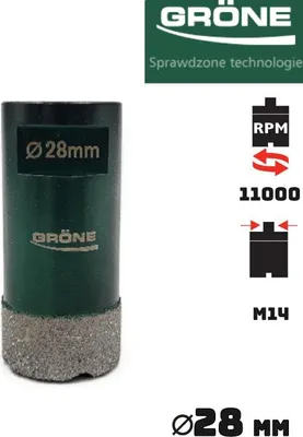 Obrázek produktu pro Diamantový jádrový vrták Gröne 28 mm / M14, diamantová vrtací pila, diamantový jádrový vrták, jádrový vrták, jádrový vrták, vrták na díry