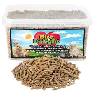 Produktbild von Bite&Delight králičí granule 6 kg/10 l - Krmivo bohaté na obiloviny a vlákninu s vitamíny - Pro zakrslé králíky, králíky domácí