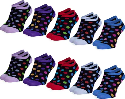 Produktbild von OCERA 10 Paar Damen Sneaker Socken mit verschiedenen Mustern - punkte, 39-42