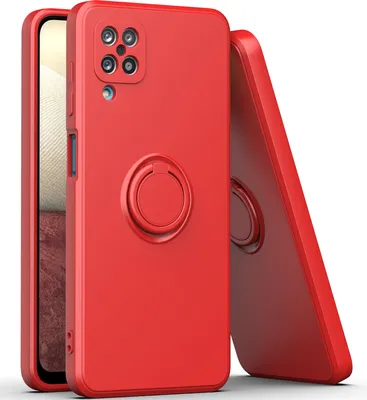 Produktbild von Samsung A12 Handyhülle, Ring Halter Ständer Kratzfeste Weiche Silikon schutzhülle für Samsung Galaxy A12 Rot