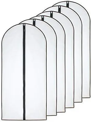 Produktbild von Mottenfeste Kleidersäcke 60cm x 100cm (Packung à 6) Schwarze, seitlich atmungsaktive, durchsichtige Taschen mit durchgehendem Reißverschluss